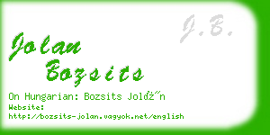 jolan bozsits business card